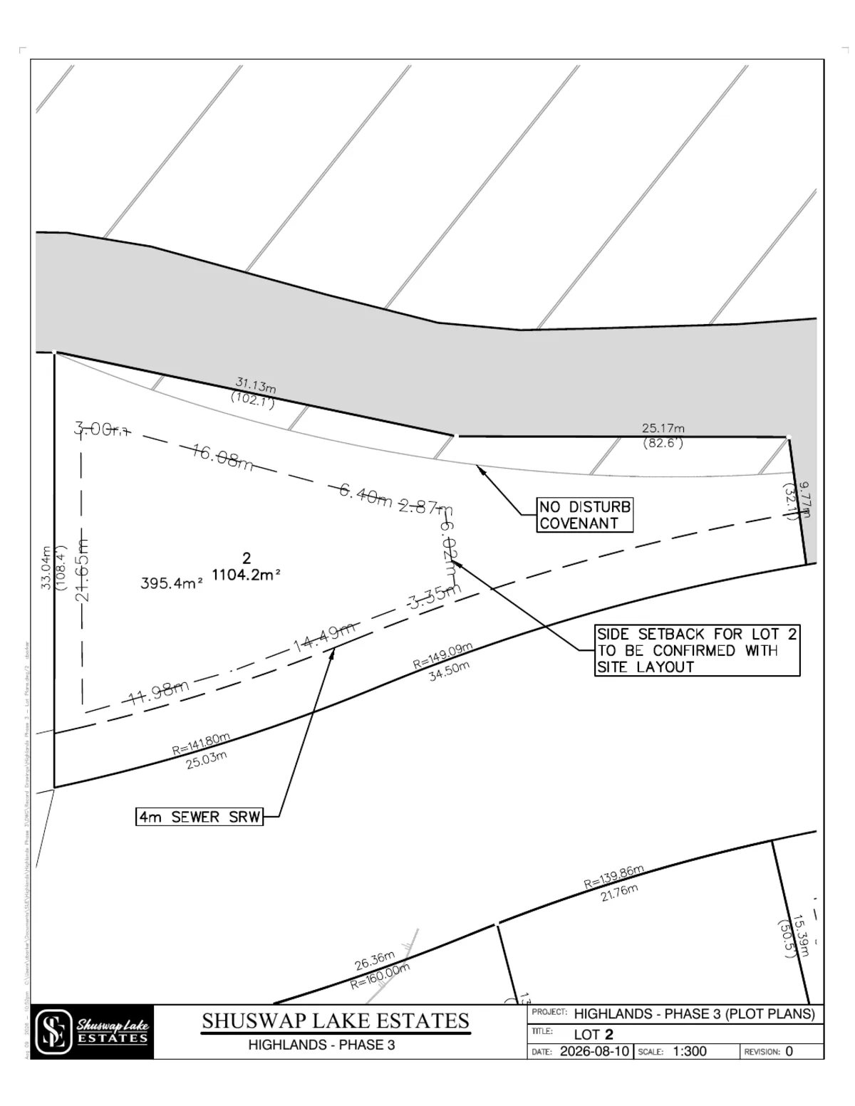 Lot 2 registered survey plot plan — dimensions, setbacks and easements, The Highlands at Blind Bay Phase 3