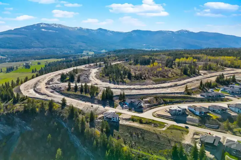Aerial view of Phase 3 lots laid out across the hillside above Blind Bay